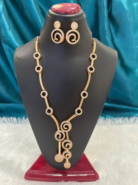Spiral Shaped Rose Gold Plated Necklace Set – Modern Elegant Jewelry for Women