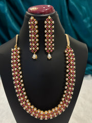 Pearl and Stone Heavy Necklace Set – Luxurious Statement Jewelry