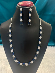 Single Lined AD Necklace Set – Minimal Elegant American Diamond Jewelry