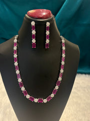 Single Lined AD Necklace Set – Minimal Elegant American Diamond Jewelry