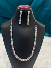 Single Lined AD Necklace Set – Minimal Elegant American Diamond Jewelry