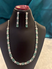 Single Lined AD Necklace Set – Minimal Elegant American Diamond Jewelry