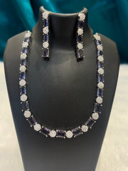 Single Lined AD Necklace Set – Minimal Elegant American Diamond Jewelry