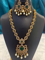 Traditional Mehendi Polish Necklace Set – Antique Gold Finish Jewelry for Women