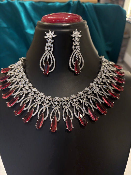 AD Heavy Unique Necklace Set – Statement American Diamond Jewelry for Women