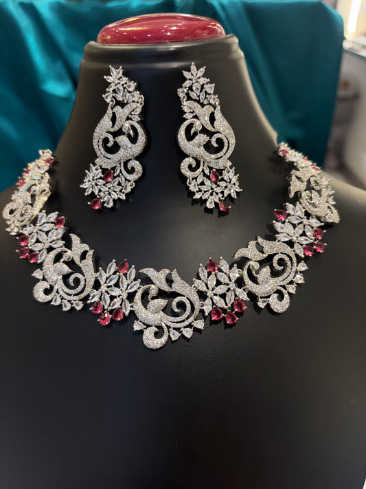 Unique Design AD & Ruby Necklace Set – Elegant Red Stone Bridal & Festive Jewelry