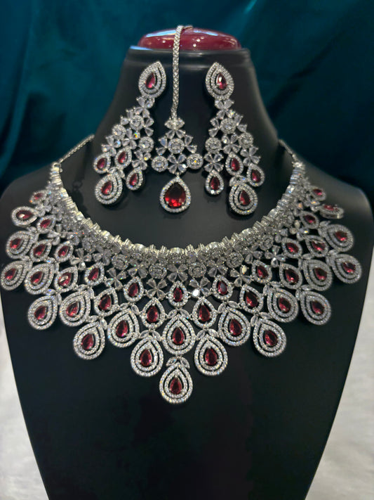 AD Heavy Tear Drop Bridal Choker Set – Statement Wedding Jewelry