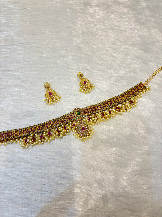 South Indian Gold Plated Choker Set – Traditional Temple Jewelry