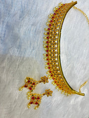 Gold Plated Crystal Choker Set – Elegant Bridal & Party Wear Jewelry with Earrings