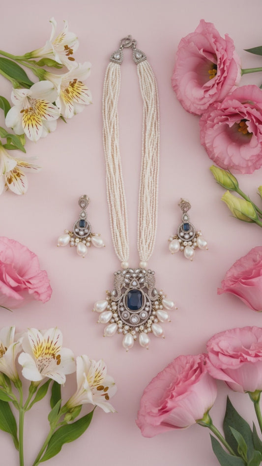 Navy Pearl Royale Necklace Set