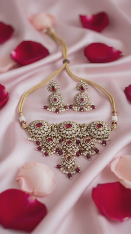 Royal Ruby Maharani Necklace Set