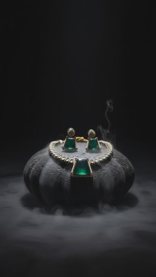 Emerald Prism AD Necklace Set