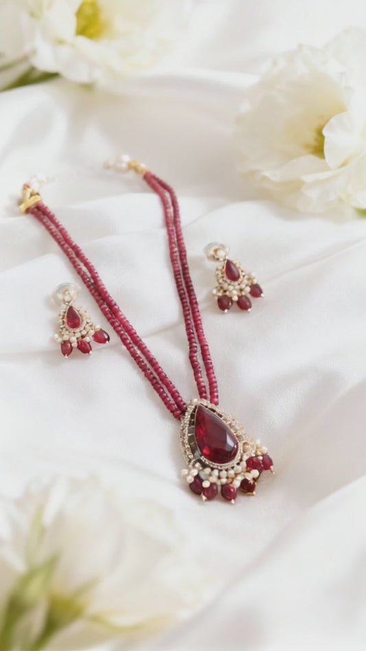Crimson Royalty Beaded Necklace Set